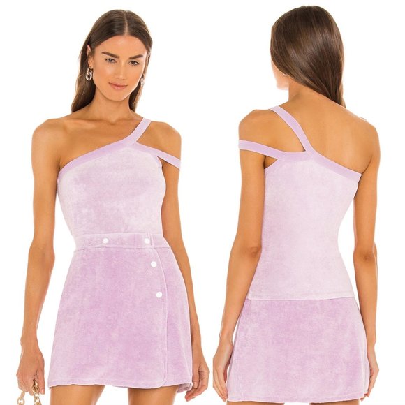 DANNIJO Terry Cloth Orchid Purple One Shoulder Tank Top - Picture 1 of 9